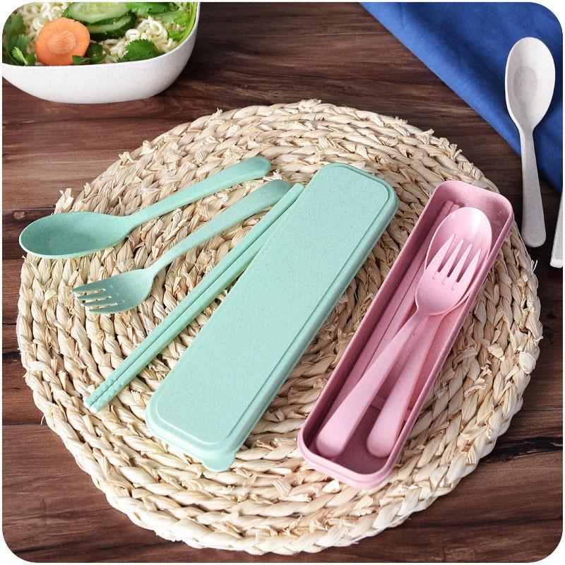 Bộ thìa , dĩa, đũa 3 chi tiết bằng lúa mạch hap1601
