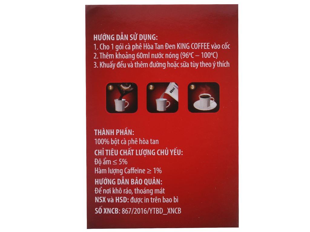 Cà phê đen TNI King Coffee 15 gói *2gr - 90491