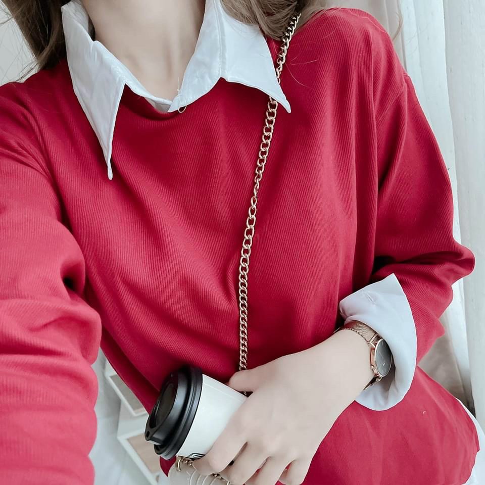Set Bộ Sơ Mi Lụa Kết Hợp Áo Thun Gân Siêu Xinh