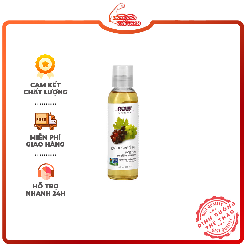 Now grapeseed oil | tinh dầu nho vitamin và khoáng chất giúp đẹp da, hỗ trợ tóc suôn mượt