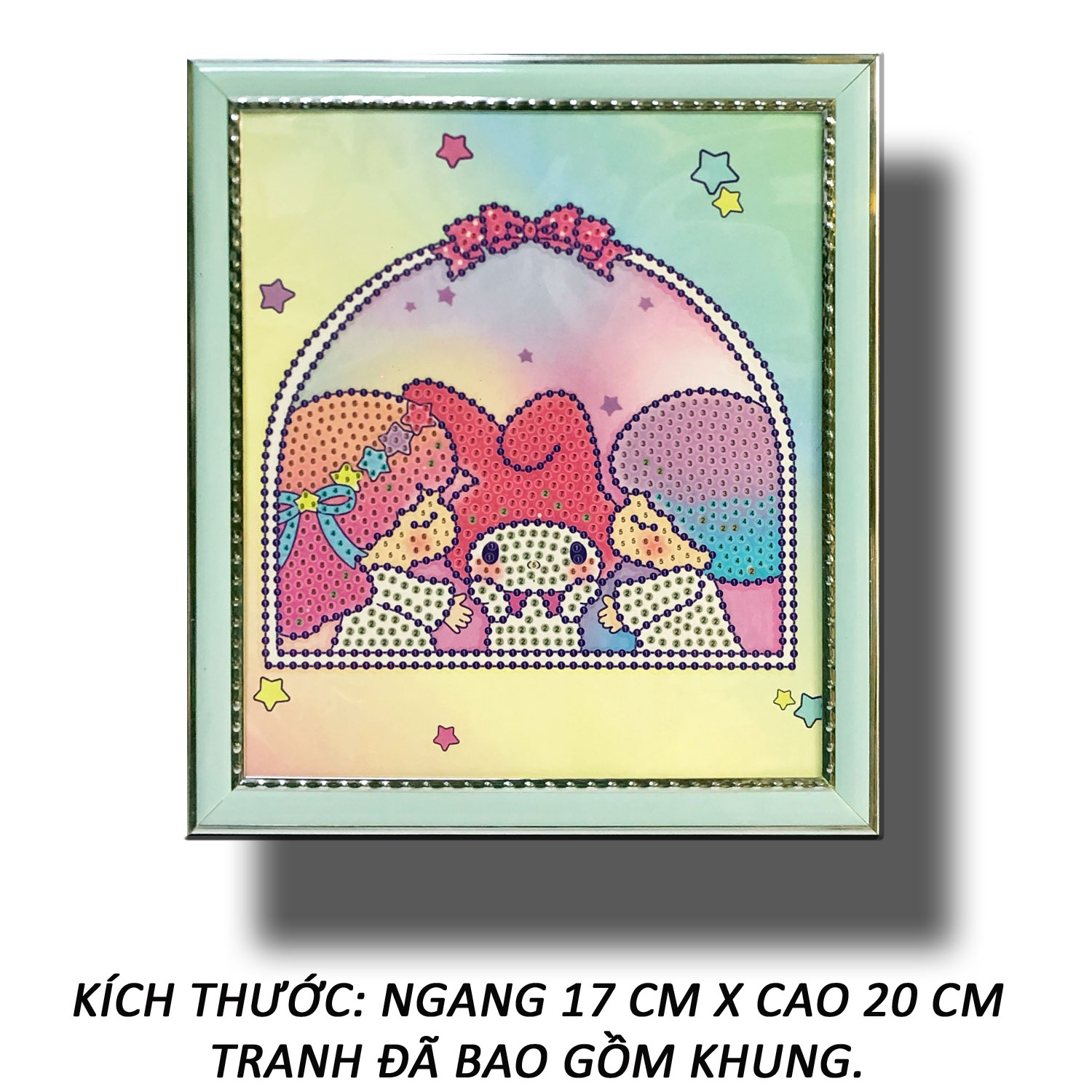 Tranh Đính Đá Kèm Khung - Các Em Bé Đáng Yêu 08 (Kèm Quà Tặng) - Tranh Minh Hiền (TỰ ĐÍNH ĐÁ)