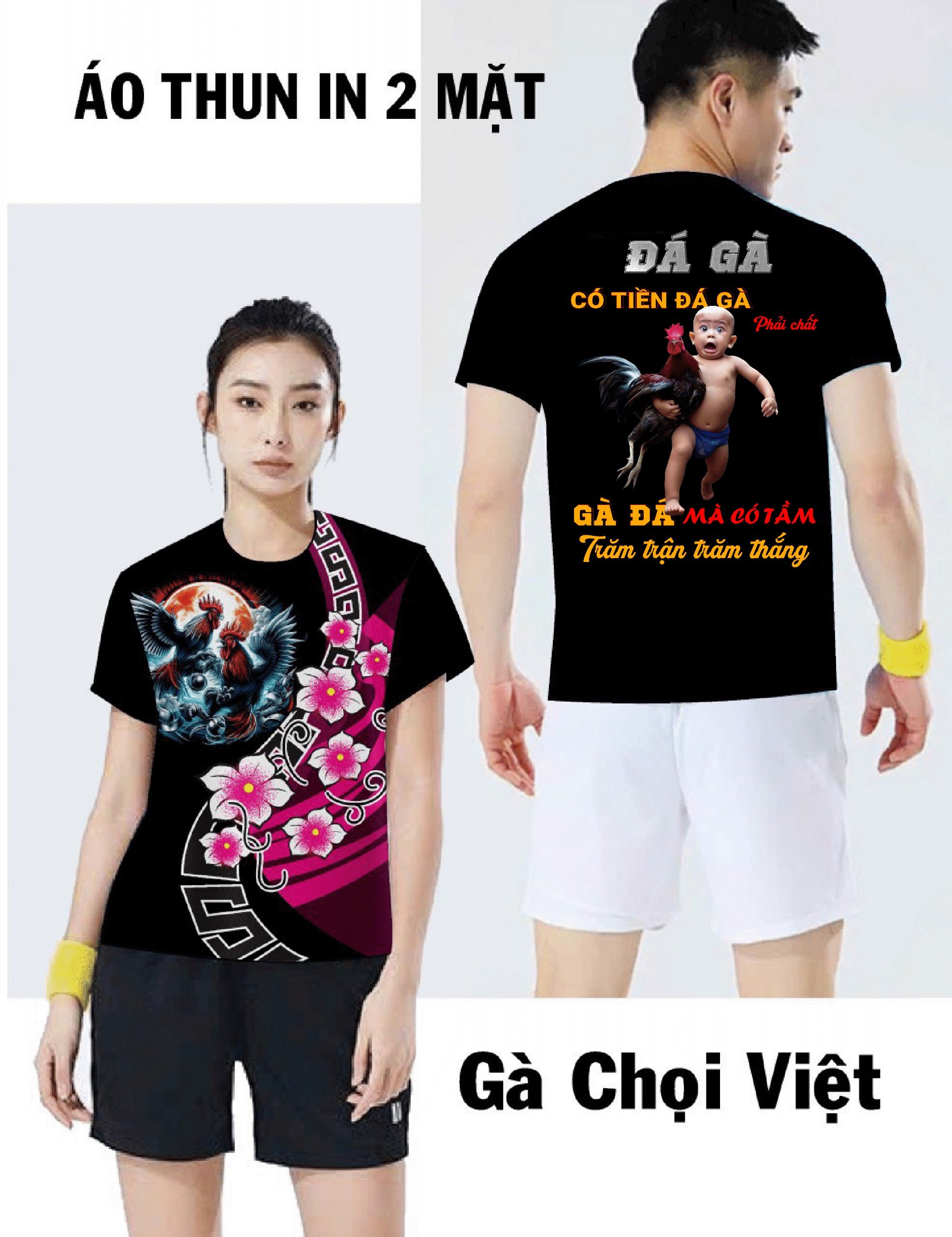 Áo thun gà chọi thiết kế , áo in 2 mặt - 6xx