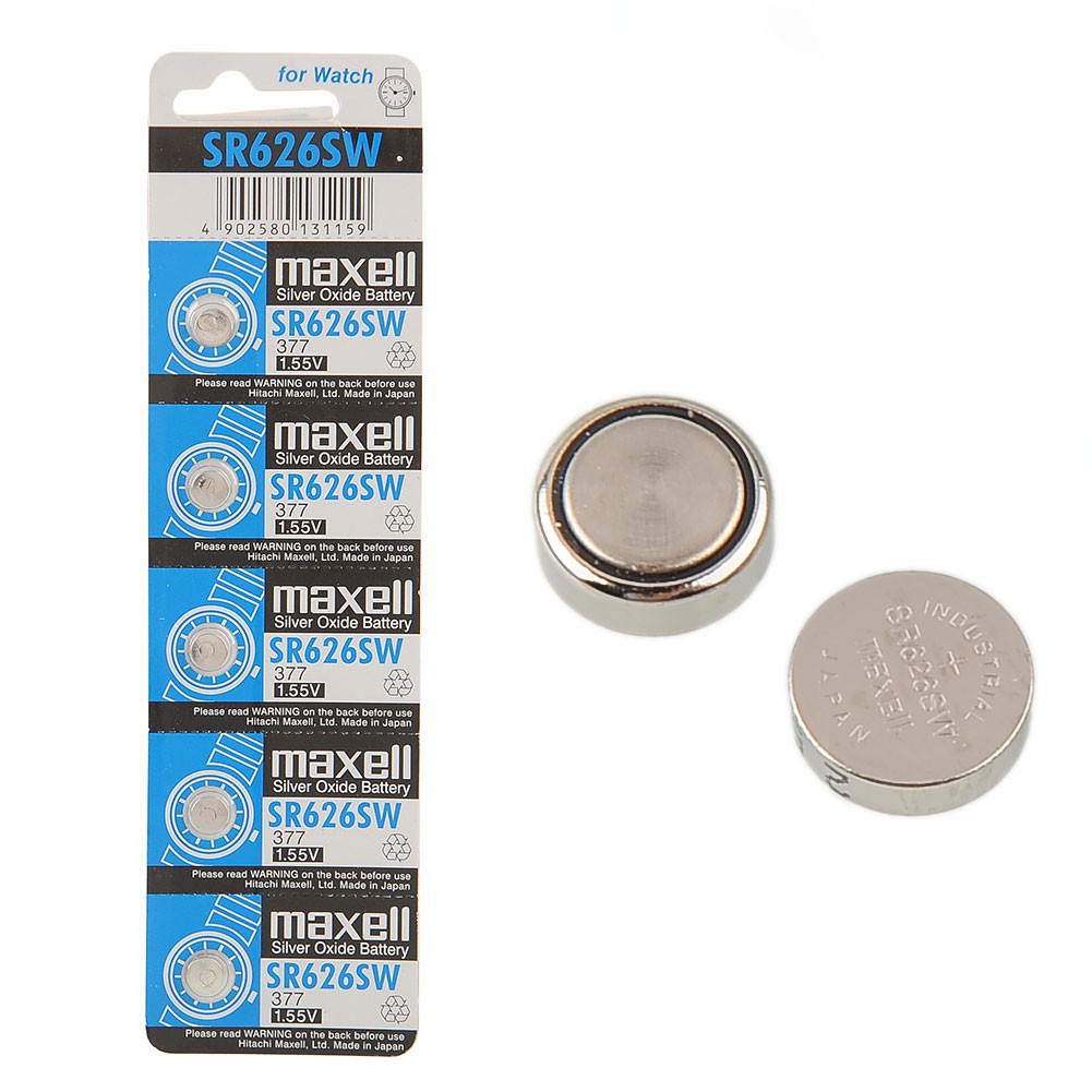 Vỉ 5 viên Pin đồng hồ Maxell SR626SW SR626 377 chính hãng Japan