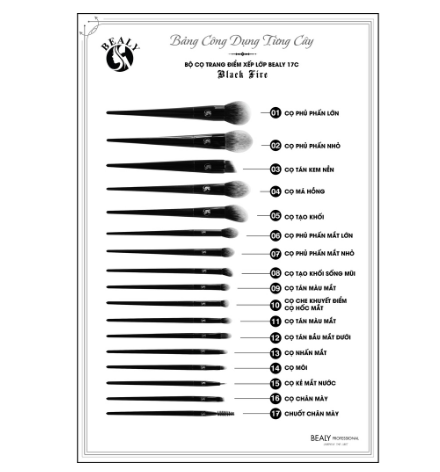 Bộ Cọ Trang Điểm BEALY 17C Black Fire