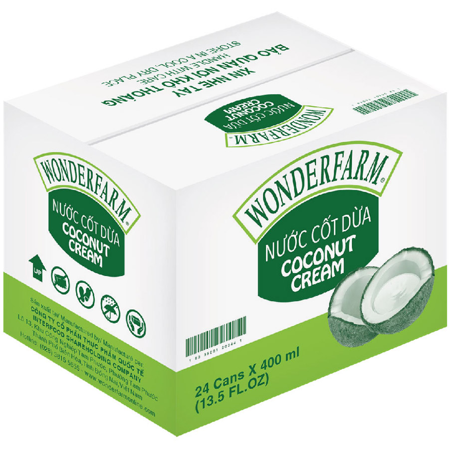 NƯỚC CỐT DỪA WONDER FARM LON 400ML SỈ THÙNG 24 LON