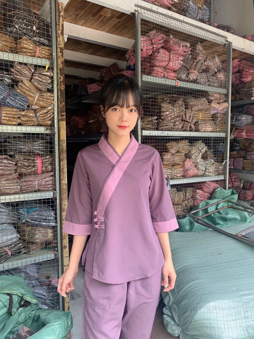 Đồ lam đi chùa, đồ phật tử nữ mẫu xéo nhật