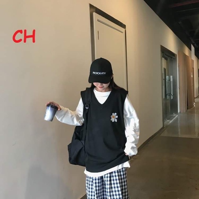 Sét áo gile hoa kèm áo sơ mi COH0320