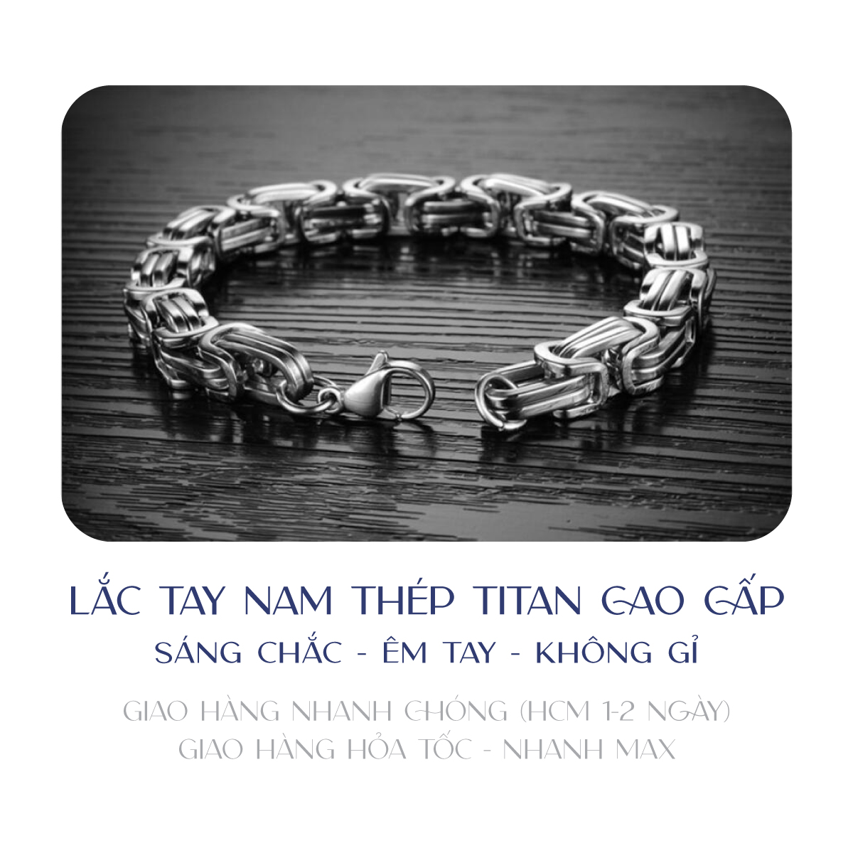 Lắc tay nam đẹp ngầu bản to vòng đeo tay nam thép titan không gỉ màu bạc | Dandy