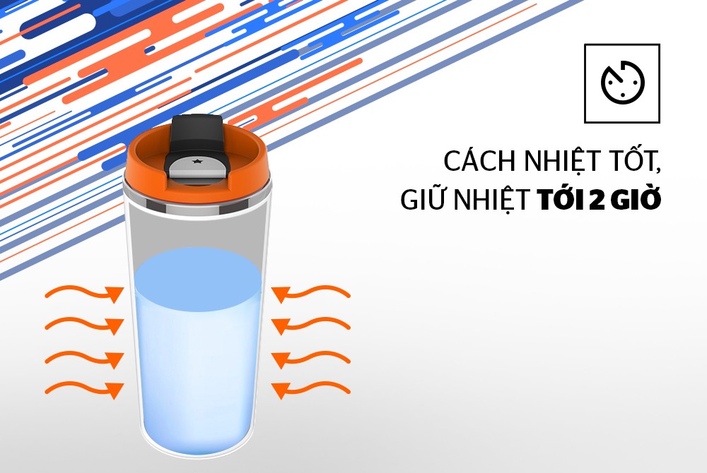 BÌNH GIỮ NHIỆT BIOZONE 500ML NẮP MÀU CAM
