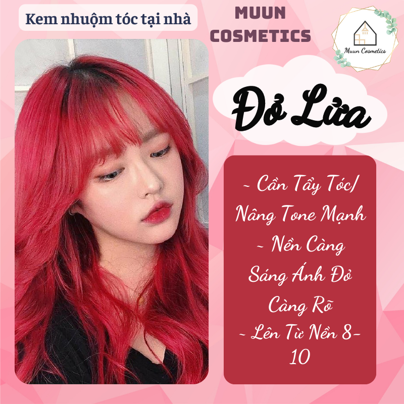 Thuốc Nhuộm Tóc Đỏ Lửa (Tặng Kèm Oxy Trợ Nhuộm và Chụp Tóc, Bao Tay)