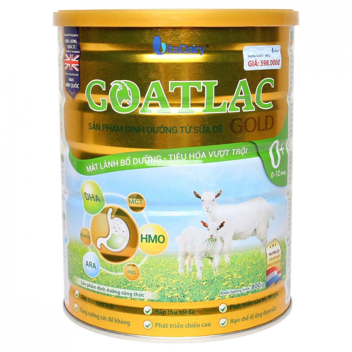 Sữa Dê GOATLAC Gold 0+ 800G (trẻ từ 0-12 tháng)