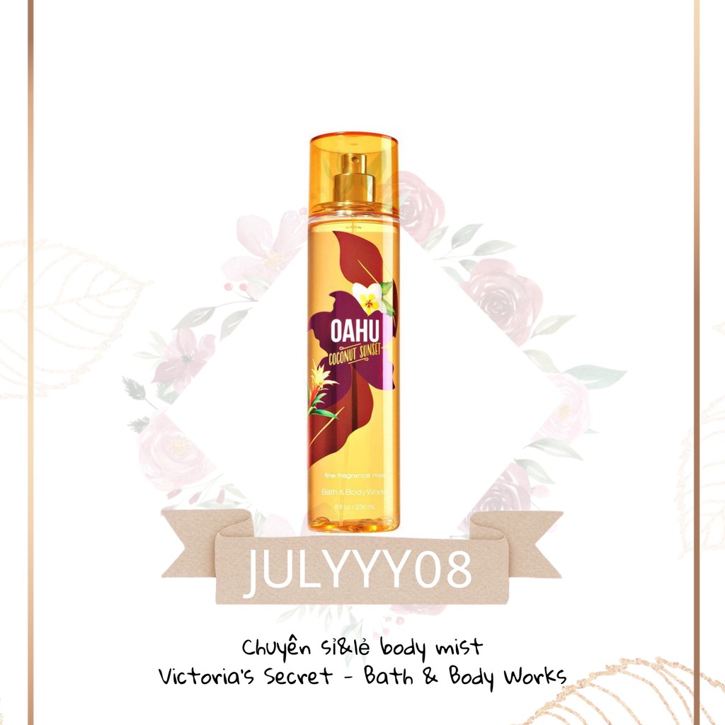 Xịt thơm toàn thân bath and body works - oahu coconut sunset +jɥƚÿ08+