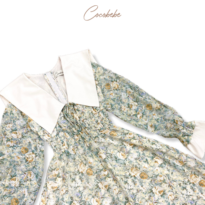Đầm Hoa Tay Dài Cổ Điển M3041 Cocobebe