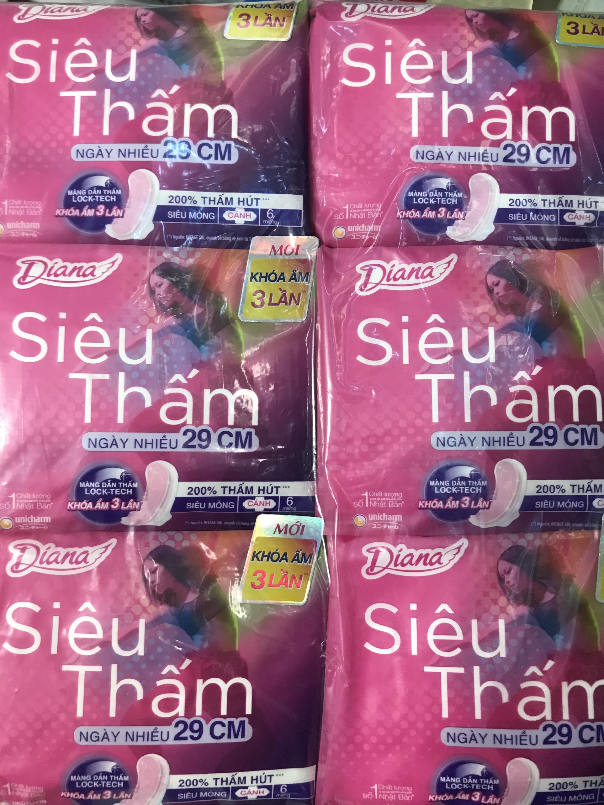 [HCM]BVS Diana Siêu Thấm Siêu Mỏng Cánh Ngày Nhiều 29cm 6 Miếng
