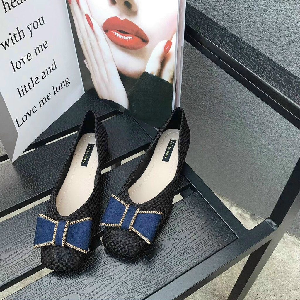 Giày búp bê nơ dạ lên chân xinh