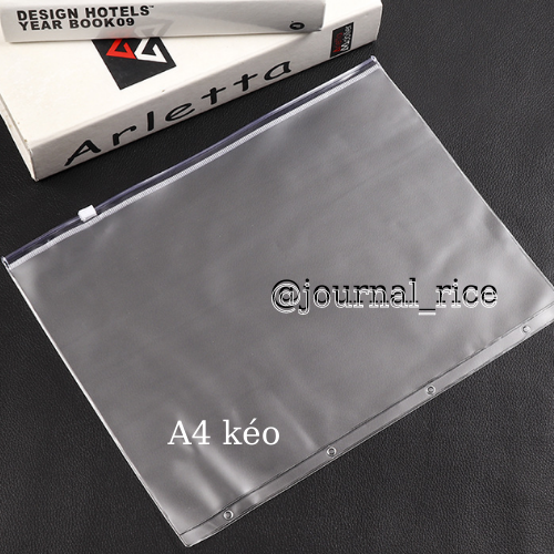 Túi nhựa túi zip gắn sổ còng A4 B5 A5 A6