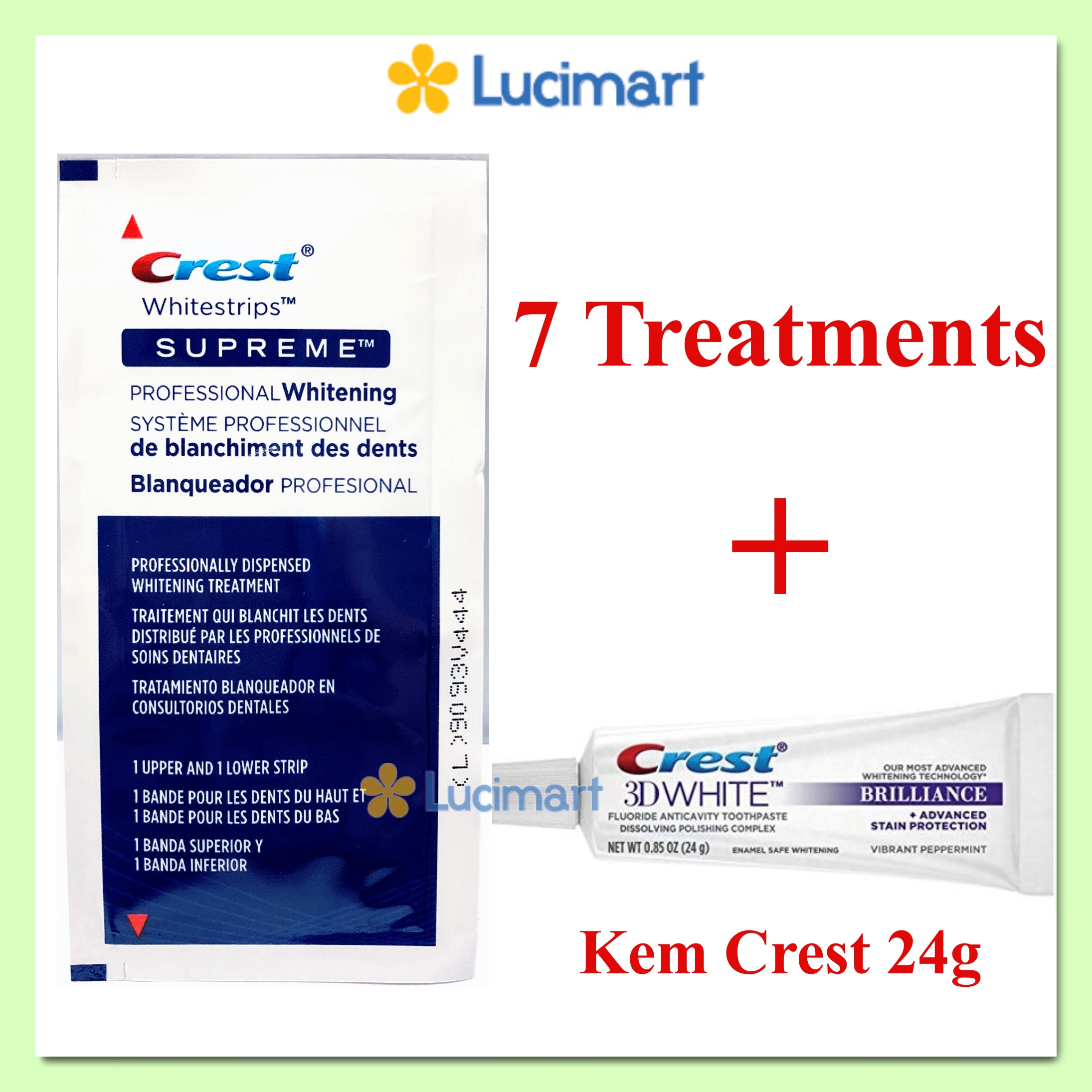 Miếng dán trắng răng Crest 3D Supreme Professional Whitestrips [Hàng Mỹ]