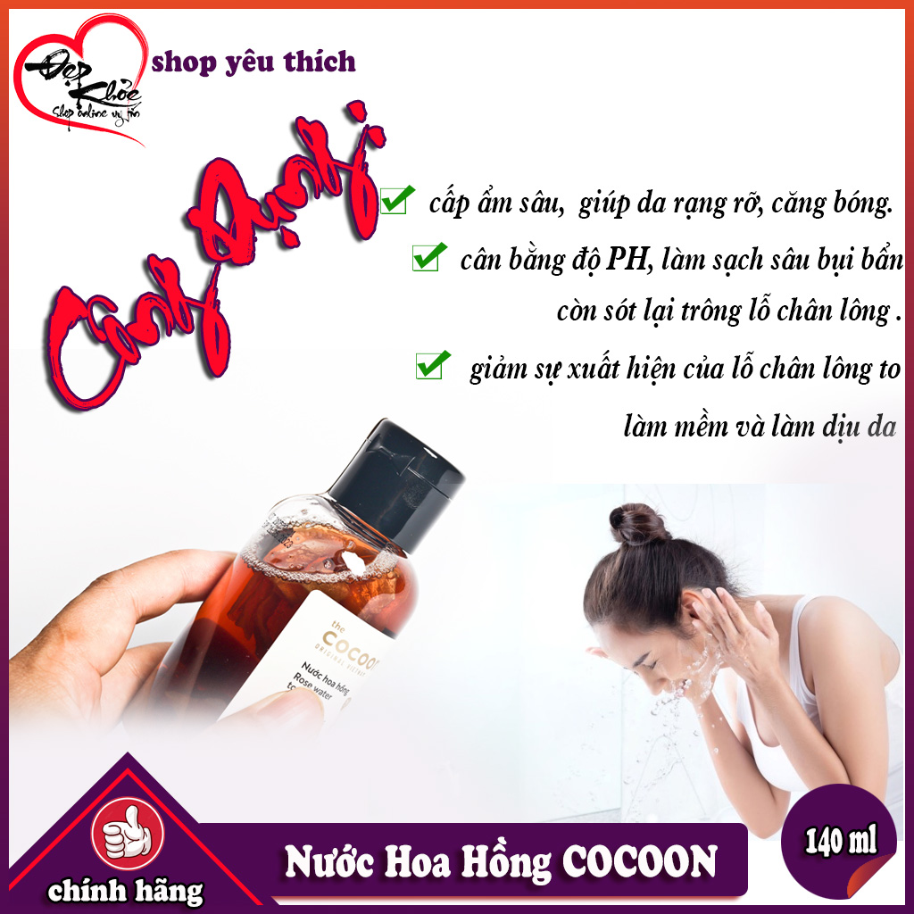 [HCM]Nước Hoa Hồng Cấp Ẩm Cho Da COCOON 140ml (rose water toner)