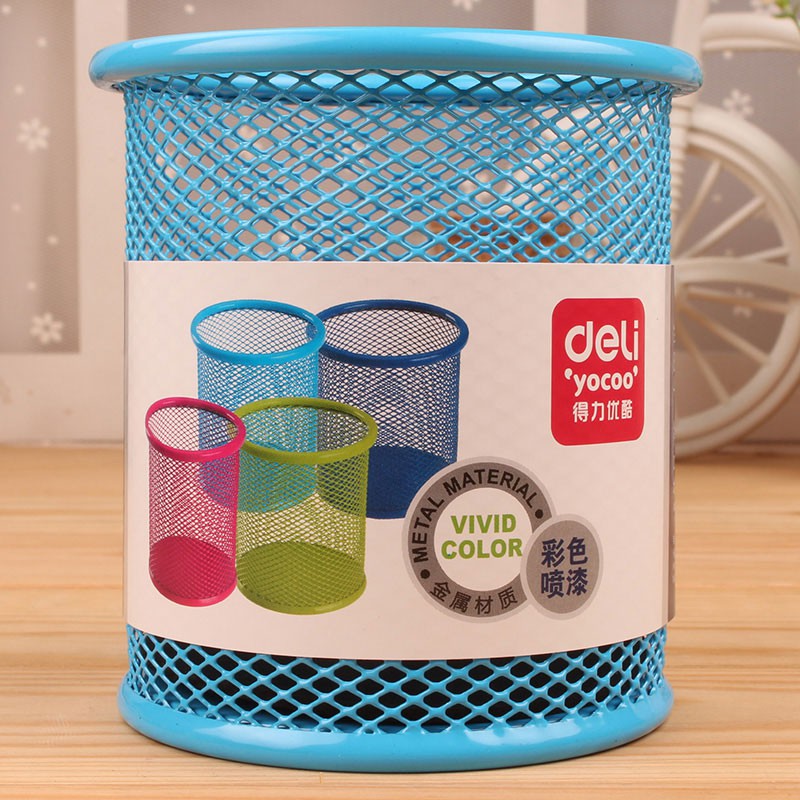 Cốc cắm bút kim loại Deli 91x98mm - 9153