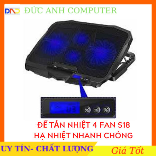 Đế Tản Nhiệt Cooling Pad S18 - 4 FAN Siêu Mát Giải Nhiệt Cực Nhanh - CÓ ĐÈN LED - Full Box