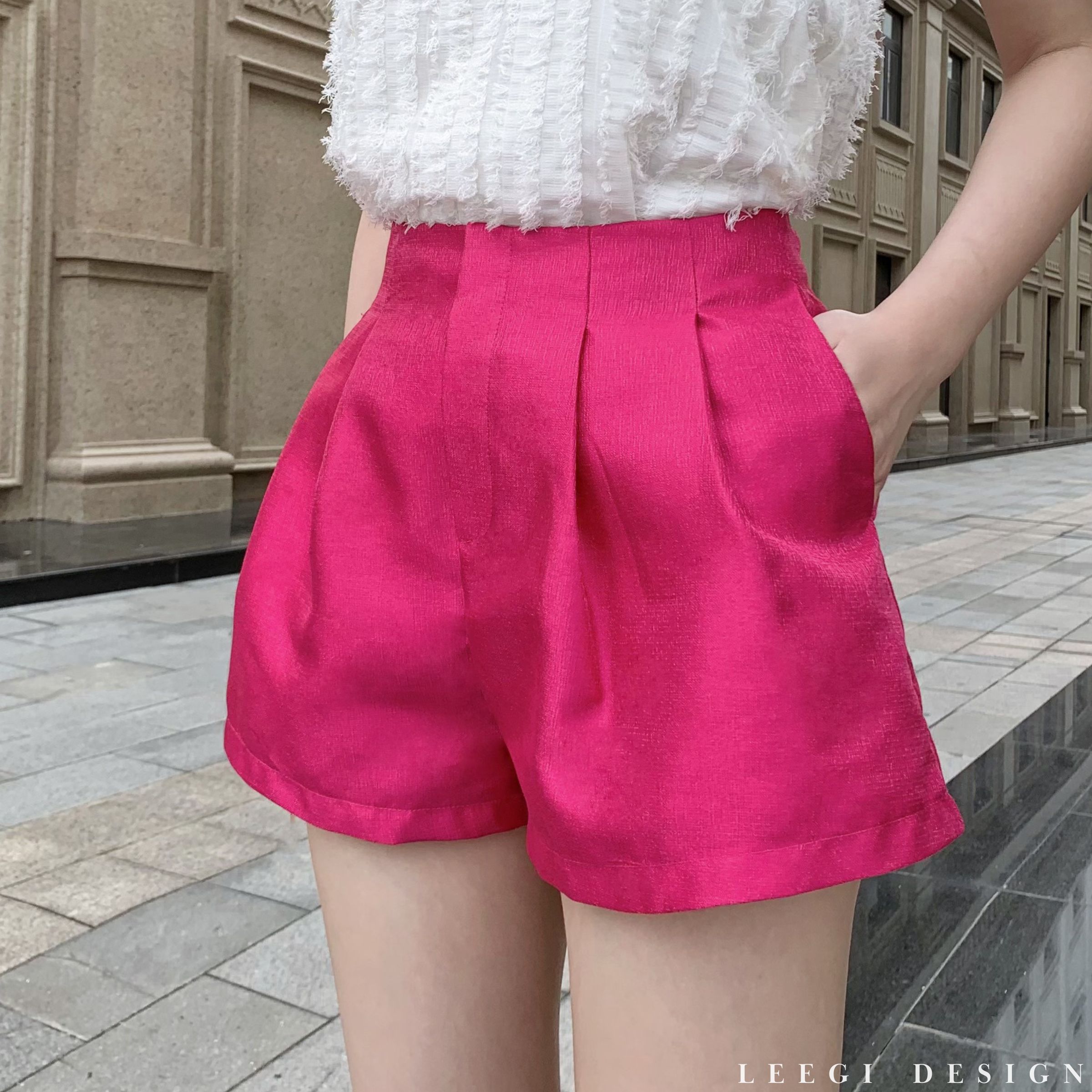 Quần short đùi nữ cạp cao Tafta LeeGi Design Min427