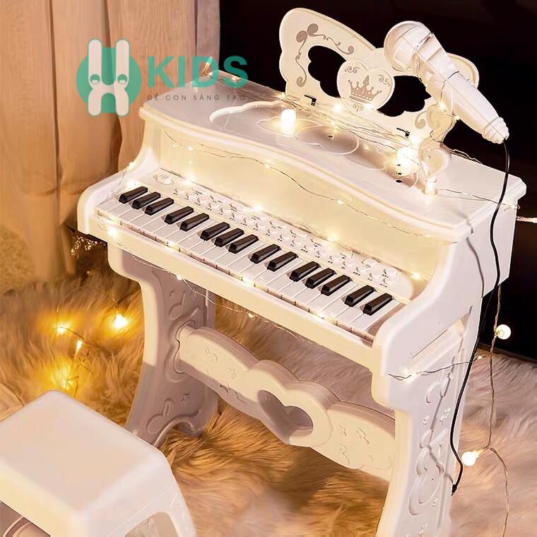 Đàn Piano đồ chơi cho bé kèm mic thu âm, có kết nối điện thoại