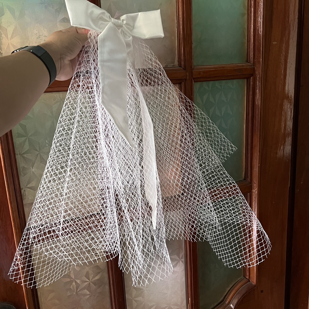 Voan lưới đính nơ ngắn 45 cm dành cho cô dâu 2023 Giangpkc Phụ Kiện Cưới Giang