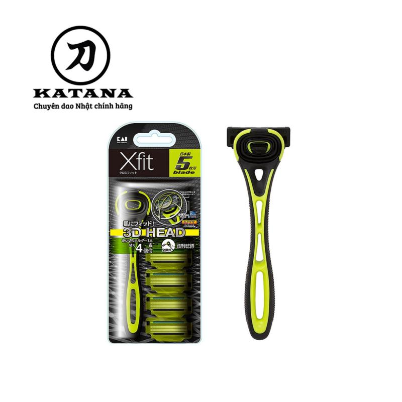 Dao cạo râu Nhật Bản 5 lưỡi Xfit hộp dài ( kèm 4 đầu dao thay)