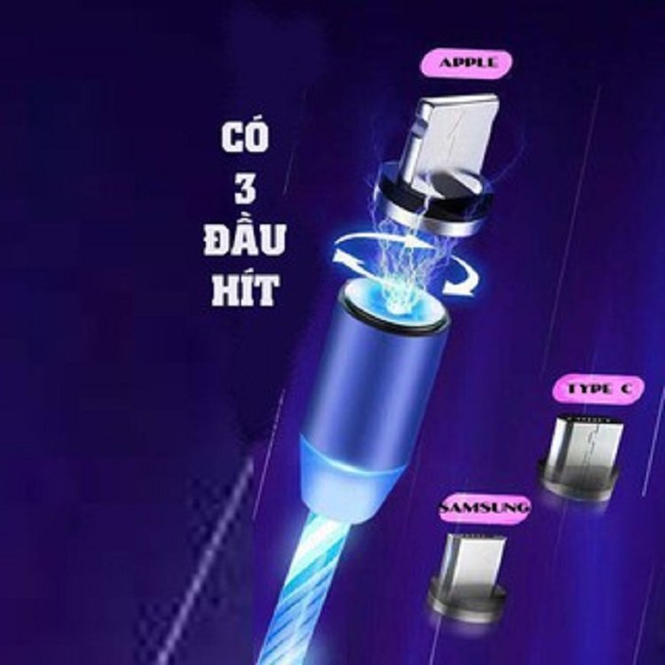 Dây Sạc Cực Nhanh Iphone TypeC Phát Sáng - Cáp Sạc Lightning, Micro USB Có Đèn Led