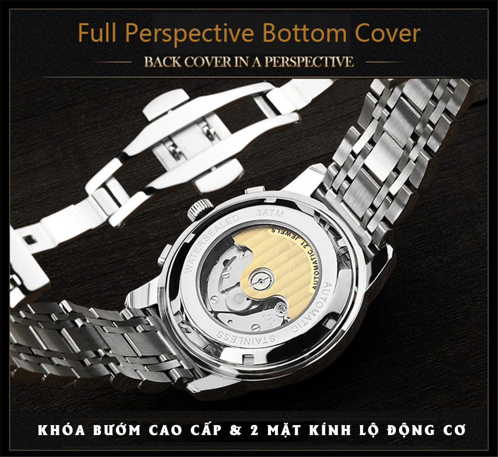 Đồng hồ Cơ Nam KINYUED - Dây Thép Đúc Đặt - Máy Automatic cao cấp