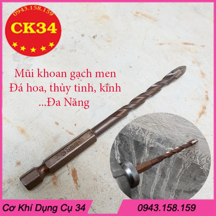 Mũi Khoan Gạch Men đa năng phi 6 dài xoăn đen