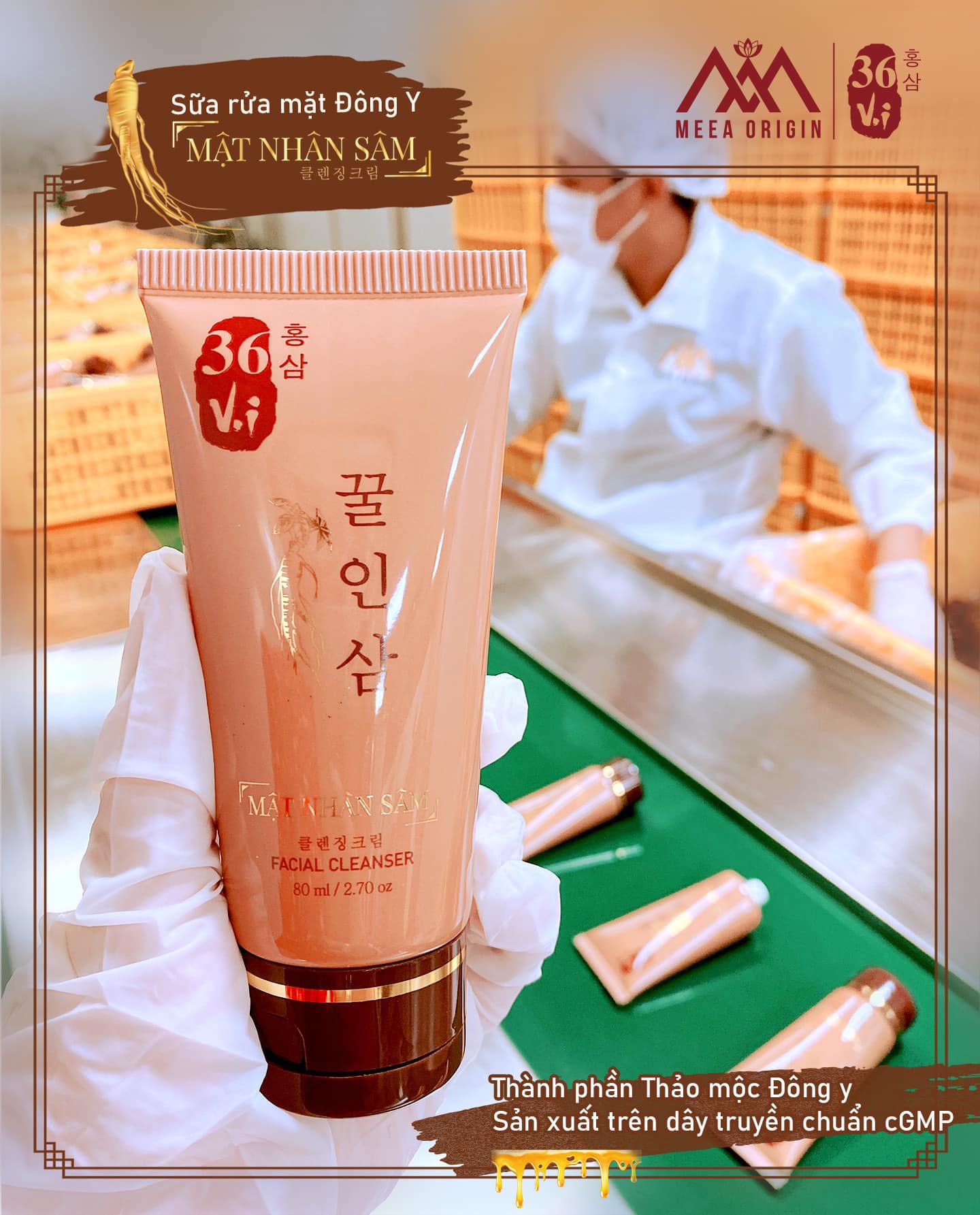 Sữa Rửa Mặt Mật Nhân Sâm- Cao sâm mụn đỏ 36 vị