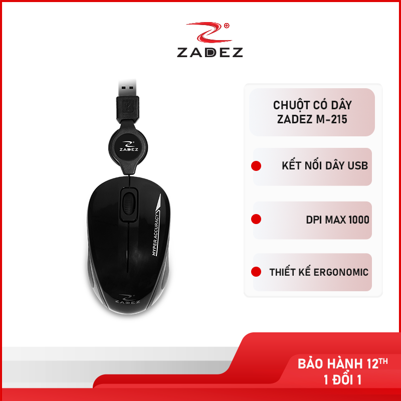 ZADEZ M-215 Chuột Dây Rút 1000 DPI