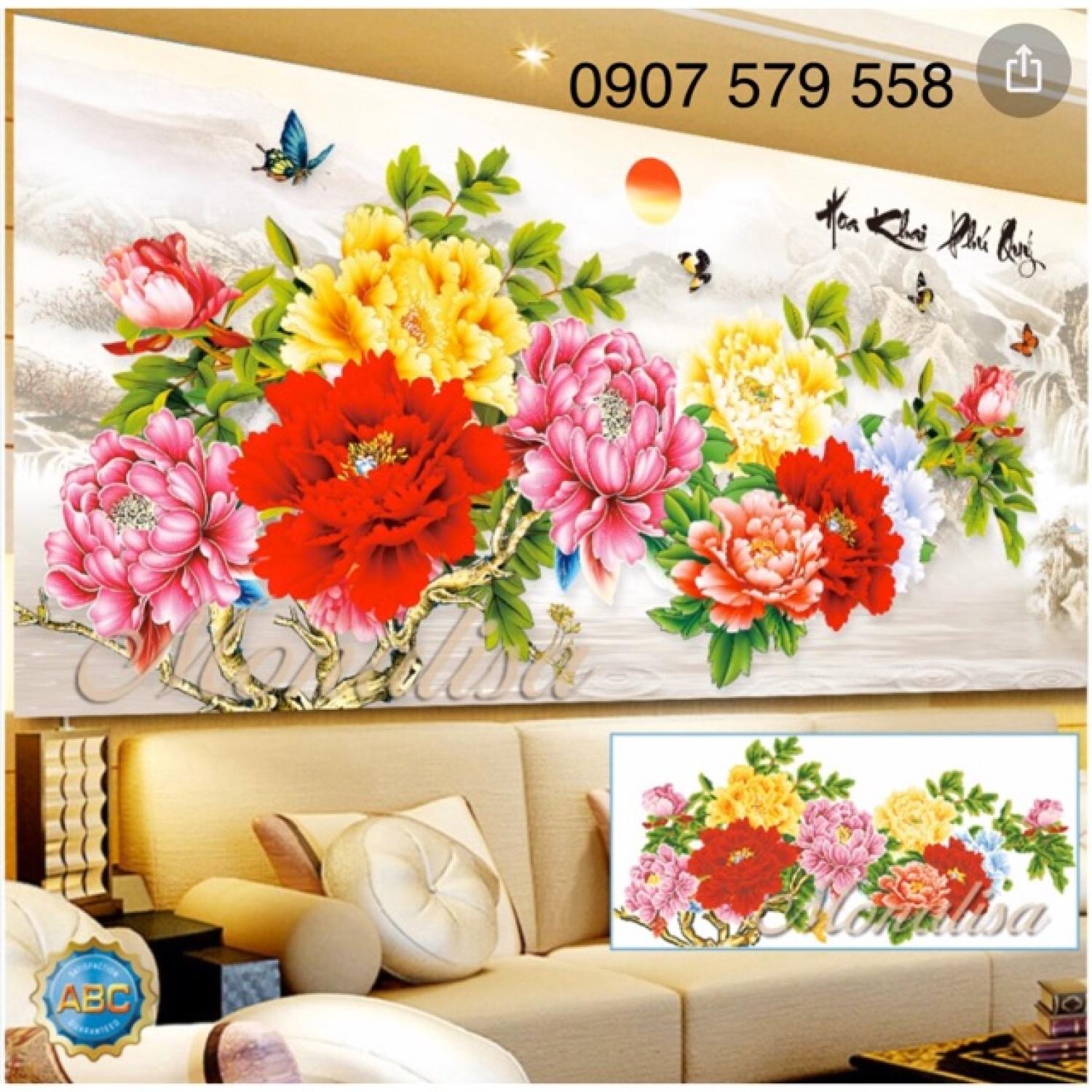 [Nhập RAISINGSTAR18, giảm 30k cho đơn 99k]Tranh đính đá hoa mẫu đơn