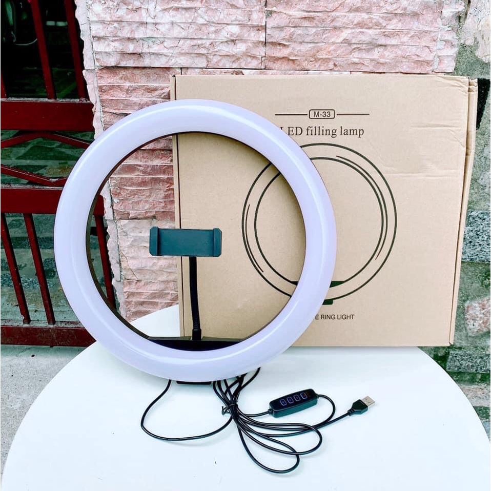 Đèn Live Stream bán hàng 33cmnguồn 220v 3 kẹp điện thoại, 3 tông màu, remote từ xa, Đèn livestream bán hàng đa năng