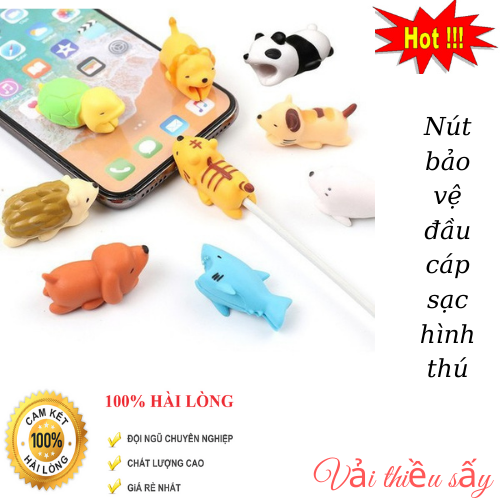 Nút bảo vệ đầu sạc cáp hình thú đáng yêu (Hình ngẫu nhiên)
