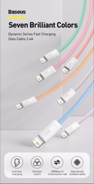 Baseus Cáp sạc nhanh Dynamic Dây truyền dữ liệu USB To lightning 2.4 Dây cho iPhone 13 ,12,xs Mẫu mới 2021 ( TPHCM giao nhanh )