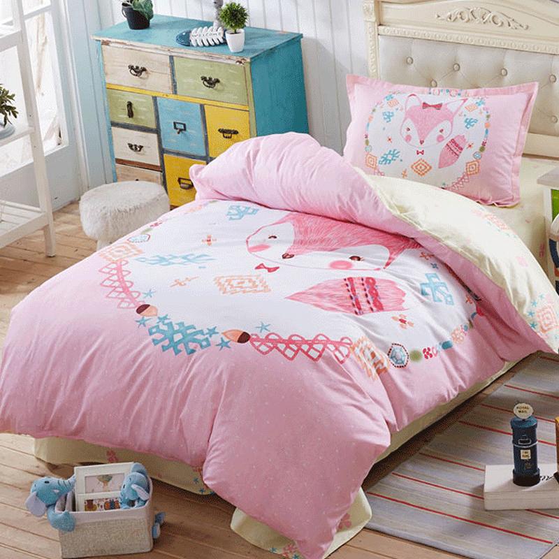 100% Cotton Trẻ Em Hoạt Hình Duy Nhất Cô Gái 100% Cotton Sinh Viên 1.0 M 1.2m Phòng Ngủ Ga Trải Giường Vỏ Chăn Vỏ Gối Ba Mảnh