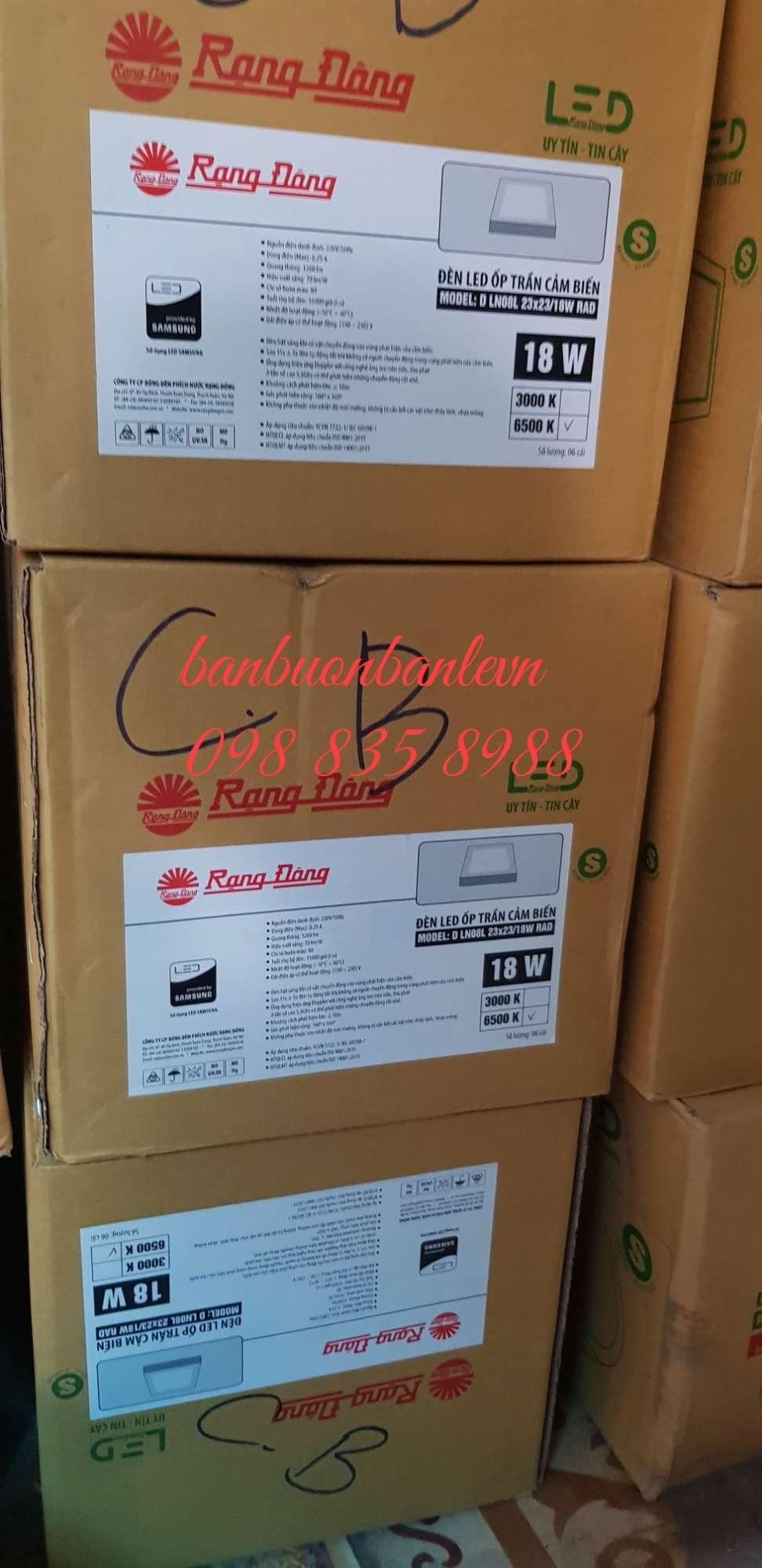 Đèn LED Ốp trần Vuông Cảm biến 18W
