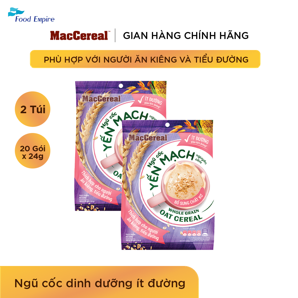 Combo 2 túi Bột Ngũ Cốc Dinh Dưỡng Ít Đường - MacCereal (túi 20 gói x 28g)