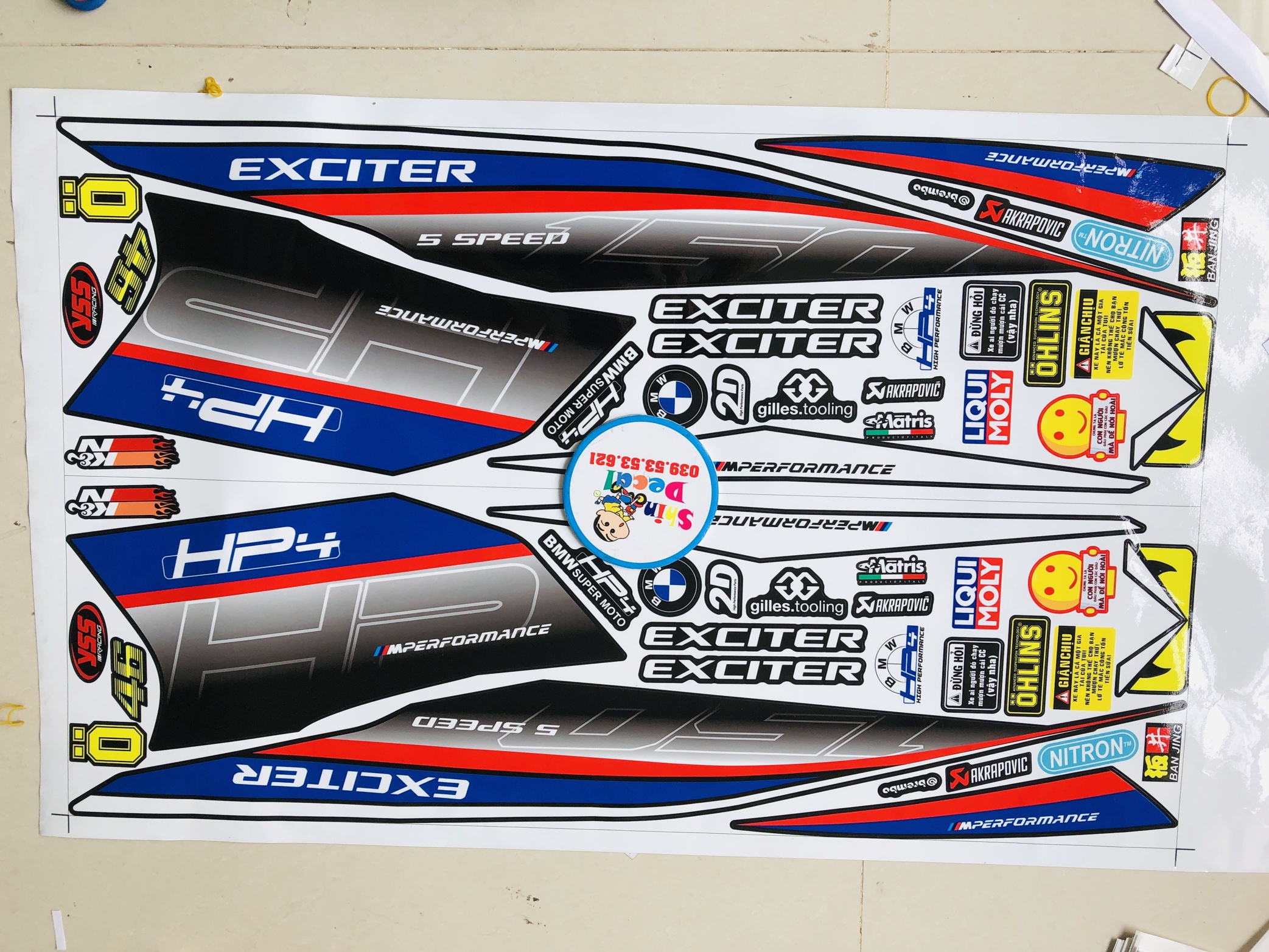 Tem RỜI EXCITER 150 HP4 XANH ĐEN