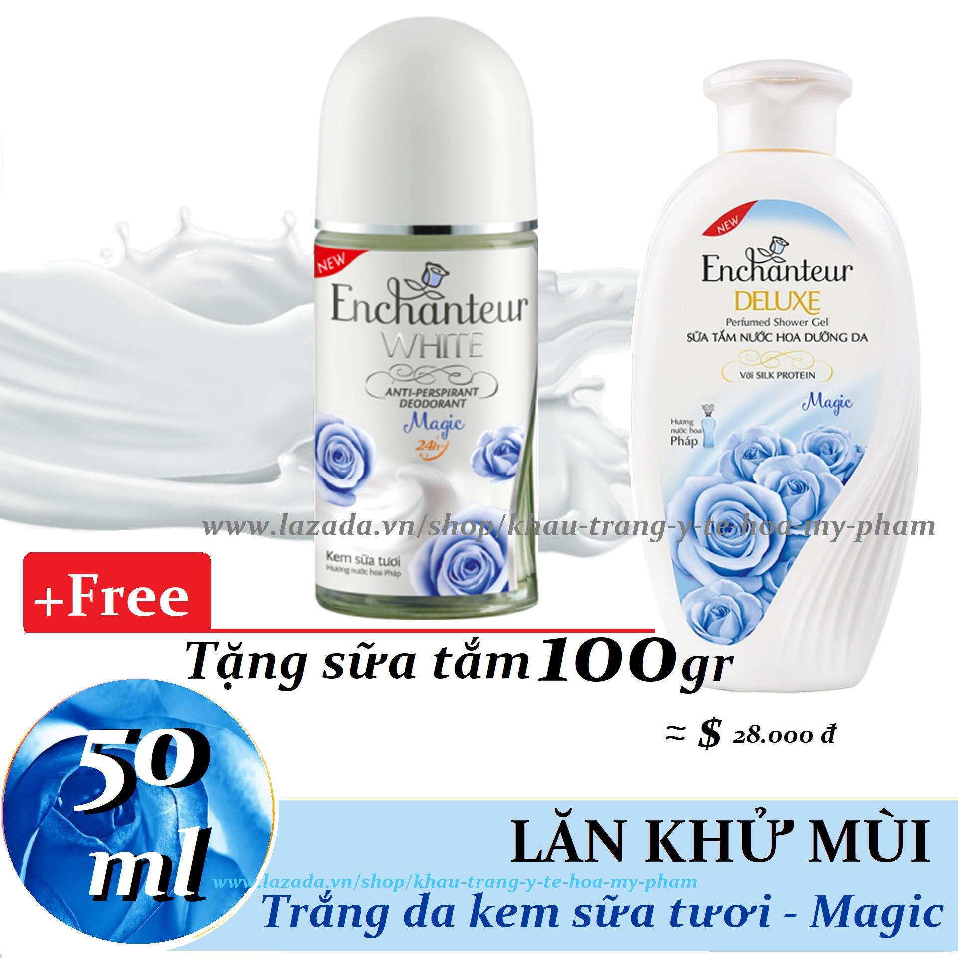 [HCM]Enchanteur - Lăn khử mùiTrắng da  Magic 50 ml + Tặng Sữa tắm 100 gr