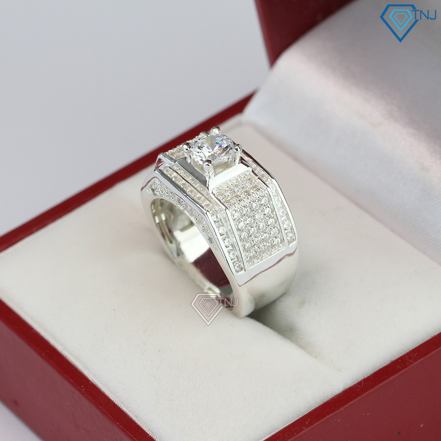 Nhẫn nam bạc ta đính đá trắng sang trọng NNA0114 - Trang Sức TNJ