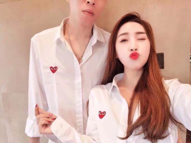 Sản phẩm ( Kèm ảnh thật ) Áo sơ mi thêu tim