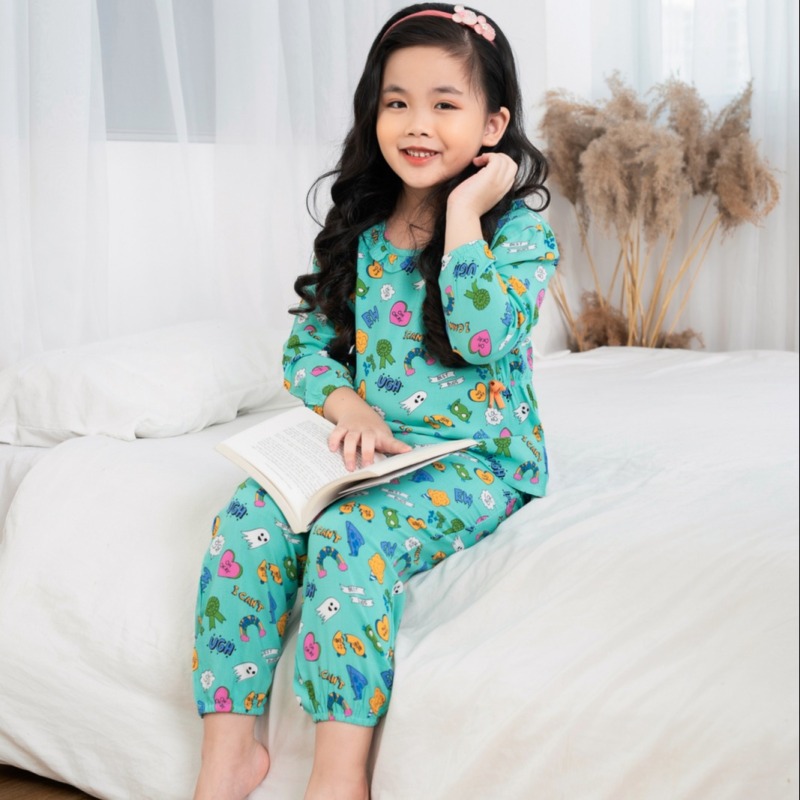 Nơi bán Bộ LANH mặc nhà bé gái quần dài áo dài Việt Thắng B70.2010 - Mặc đẹp, thoải mái