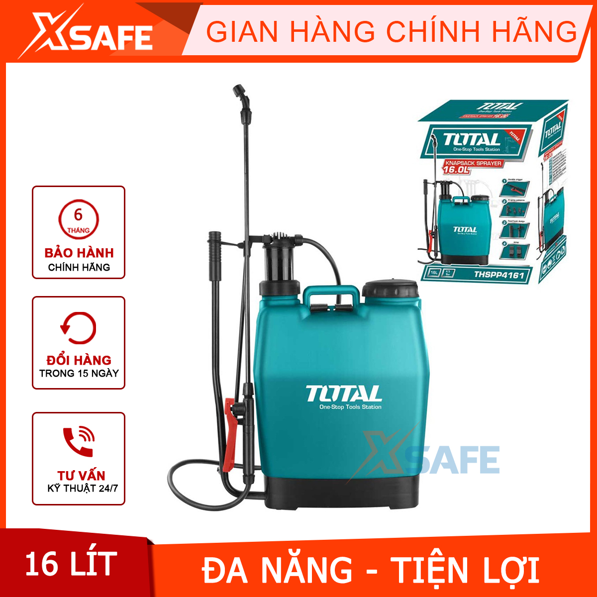 Spray bottle mist sprayer 16L total THSPP4161 need pump aluminum, has the function of ấn and drop. Nozzle adjustable straight spray and spray, spray bottle watering plants, sterilizing [genuine] [xsafe]