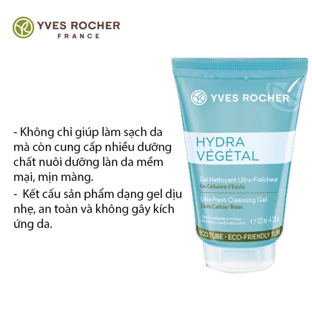 Sữa rửa mặt cung cấp nước Hydra végetal yves rocher
