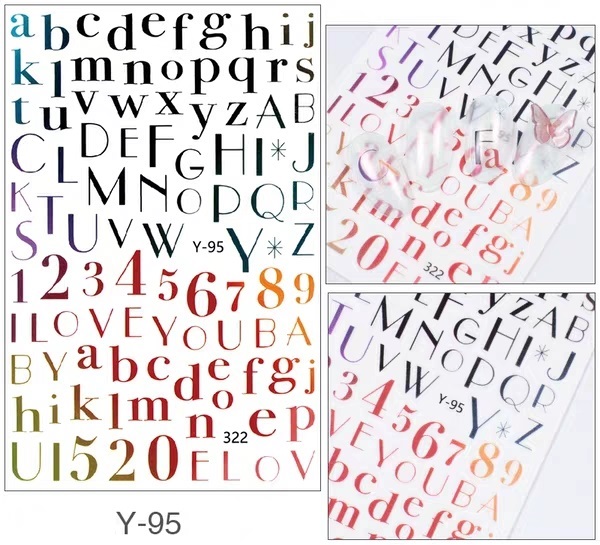 Sticker 3d | chữ & họa tiết | hình dán móng tay
