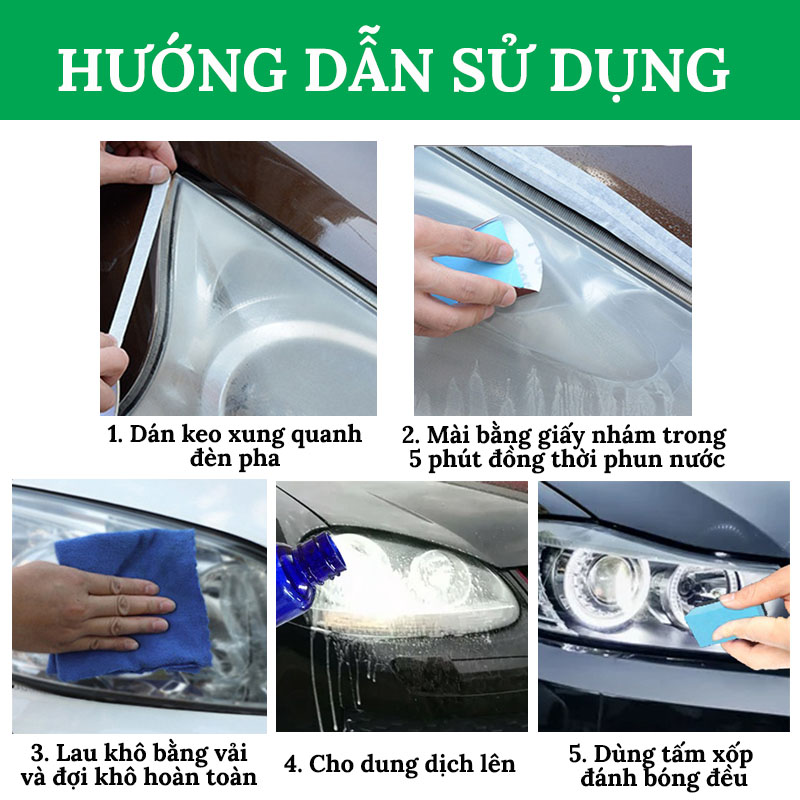 Dung Dịch Đánh Bóng Đèn Pha Ô Tô Chống Ố Vàng VERSION 2