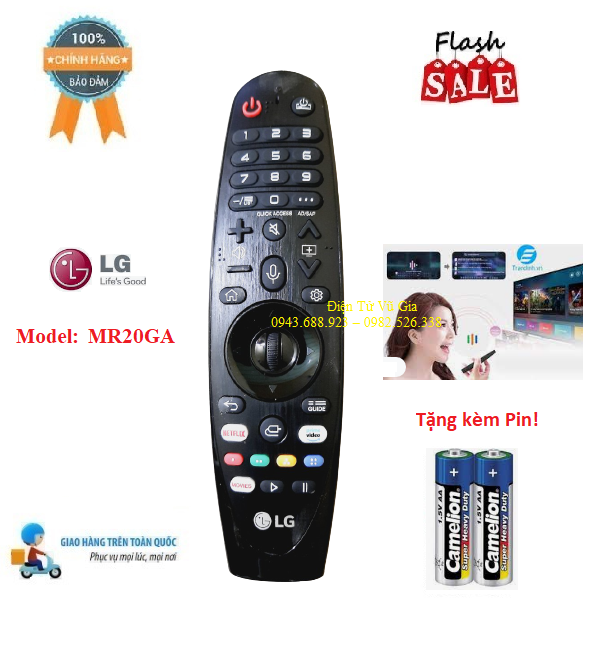 Remote Điều khiển TV LG 2020 MR20GA giọng nói- Hàng chính hãng LG 100% theo máy Free ship +Tặng kèm Pin